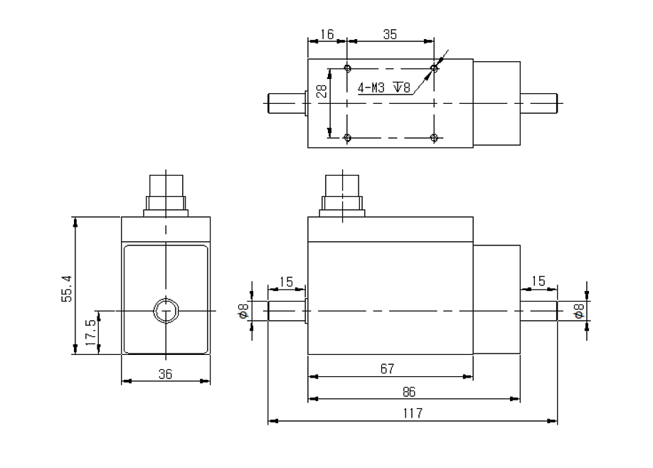 CL1-103 Non Contact Rotary Torque Sensor Dimensions