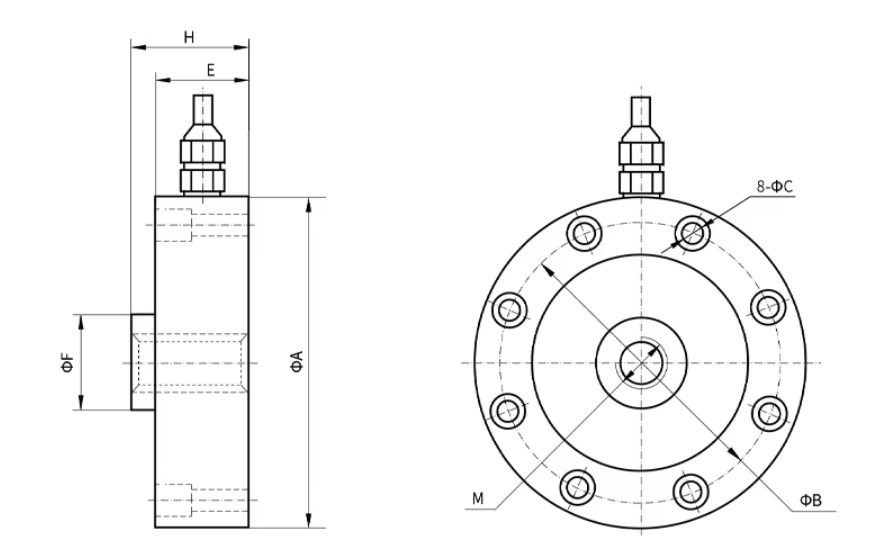 PPM227-LS3-2 Pancake Universal Load Cell Dimensions
