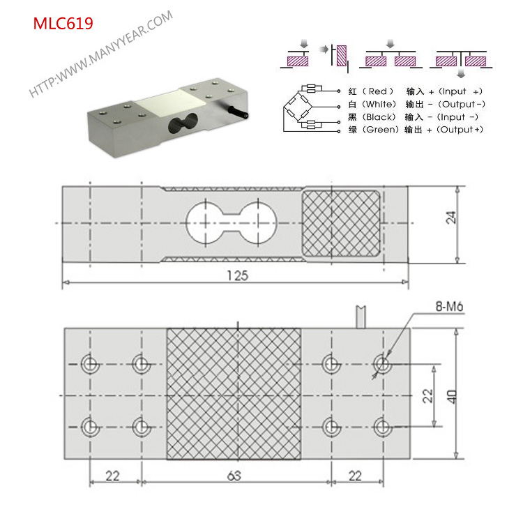 MLC619 platform scale weight sensor Dimensions